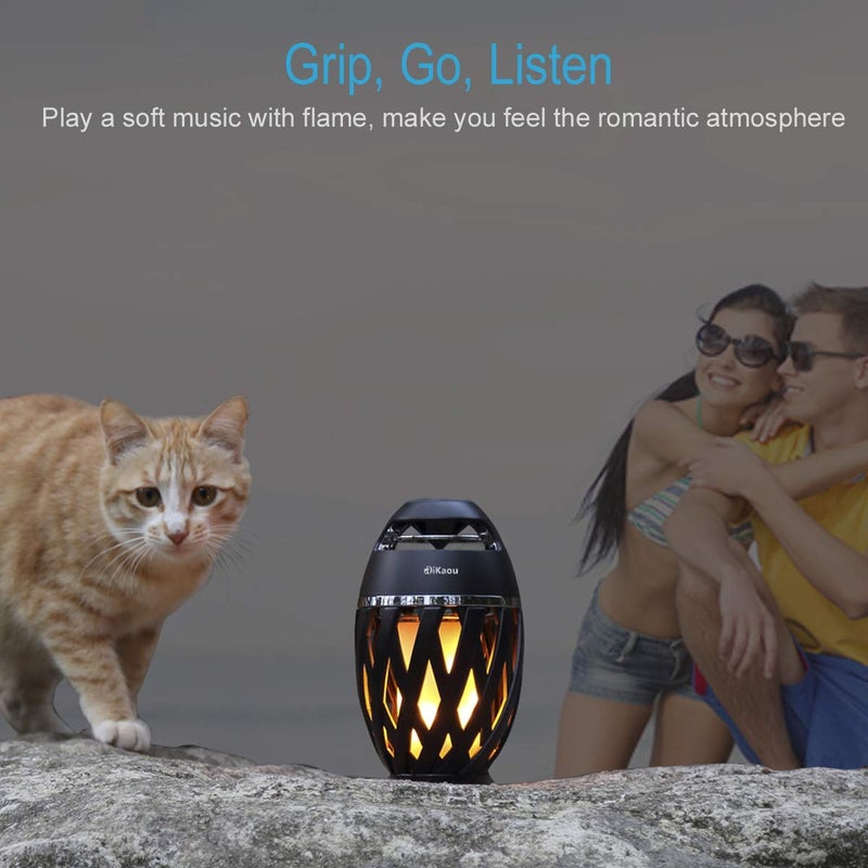 DiKaou LED Flame Outdoor Table Lamp Torch Table Lamp with Blutooth Speaker, Rechargeable Ambience Lantern with Flickers Warm Light for Patio/Porch/Home Decor, Best Gift for Men Women Teens Kids - Image 5